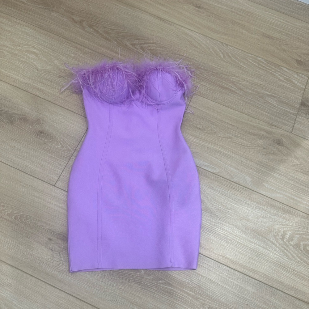 Superdown feather bodycon dress
